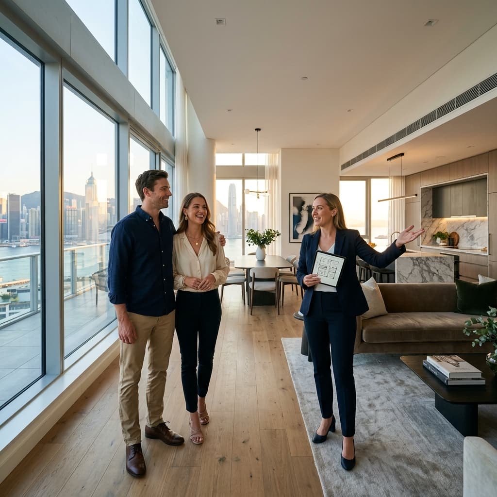 A property advisor walking a homebuyer through a Chennai apartment